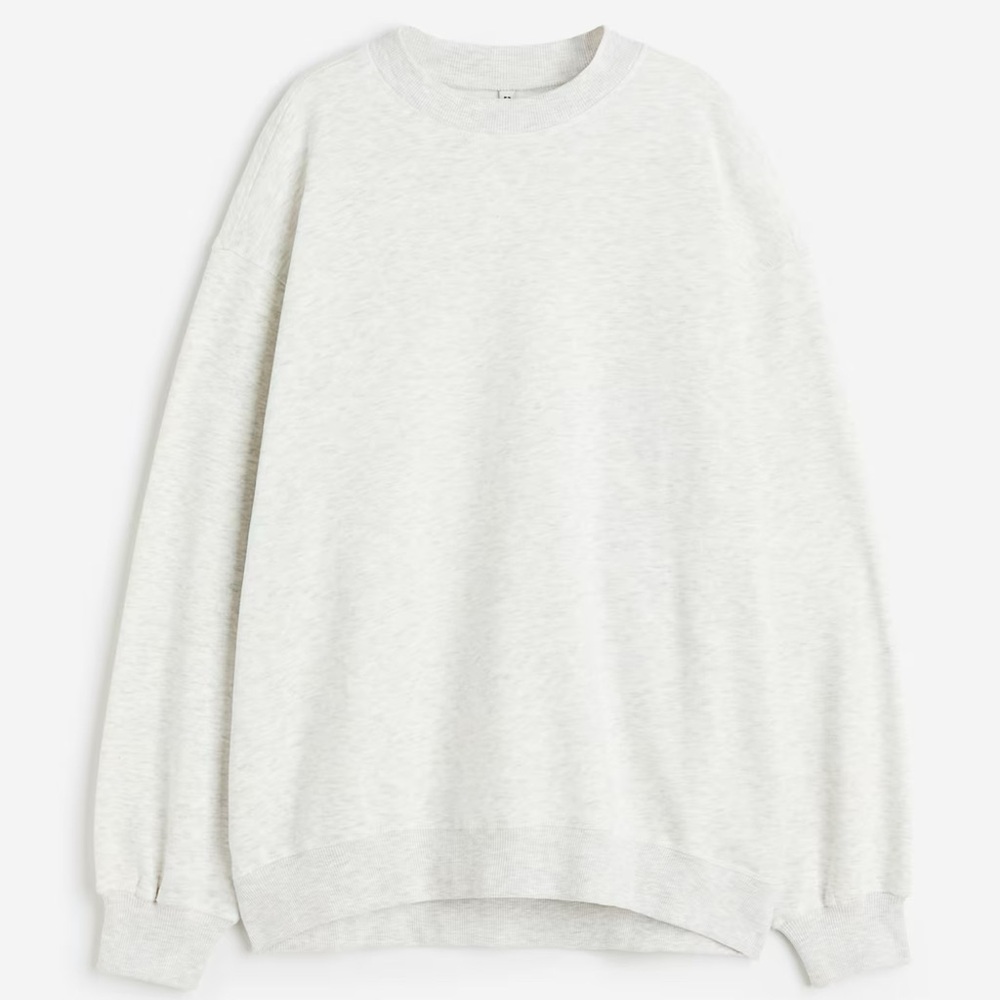 White/Light Gray Women's Crew Neck Sweater